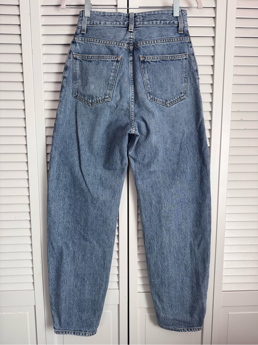 AGOLDE Balloon Baggy Darted Curved Taper Jeans Ankle High Rise Blue Size 23 - Picture 6 of 10